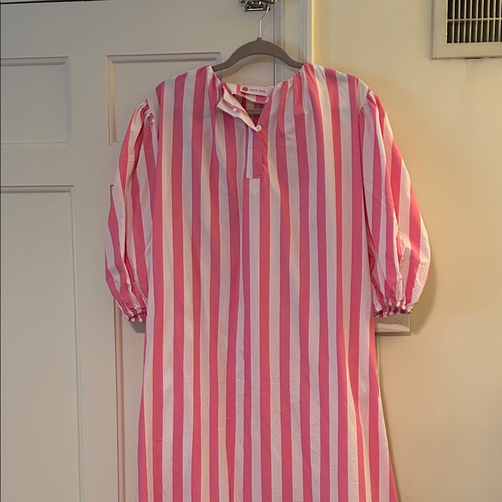 Pink and White Striped Dress Caryn Lawn NWOT